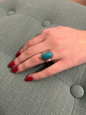Turquoise Oval Stone Statement Ring - Blue